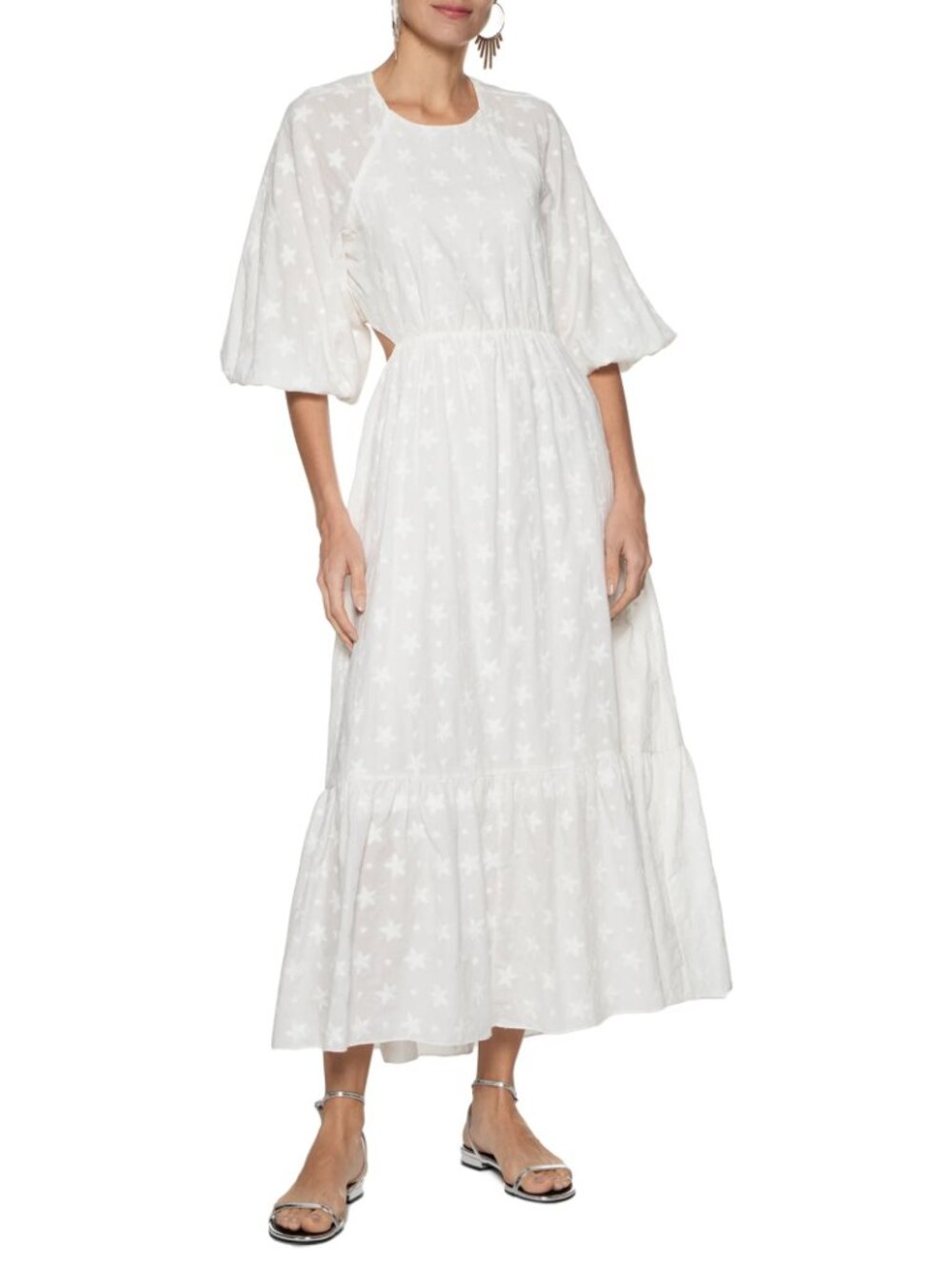 Dress To | Star Mix Embroidered Cotton Midi Dress